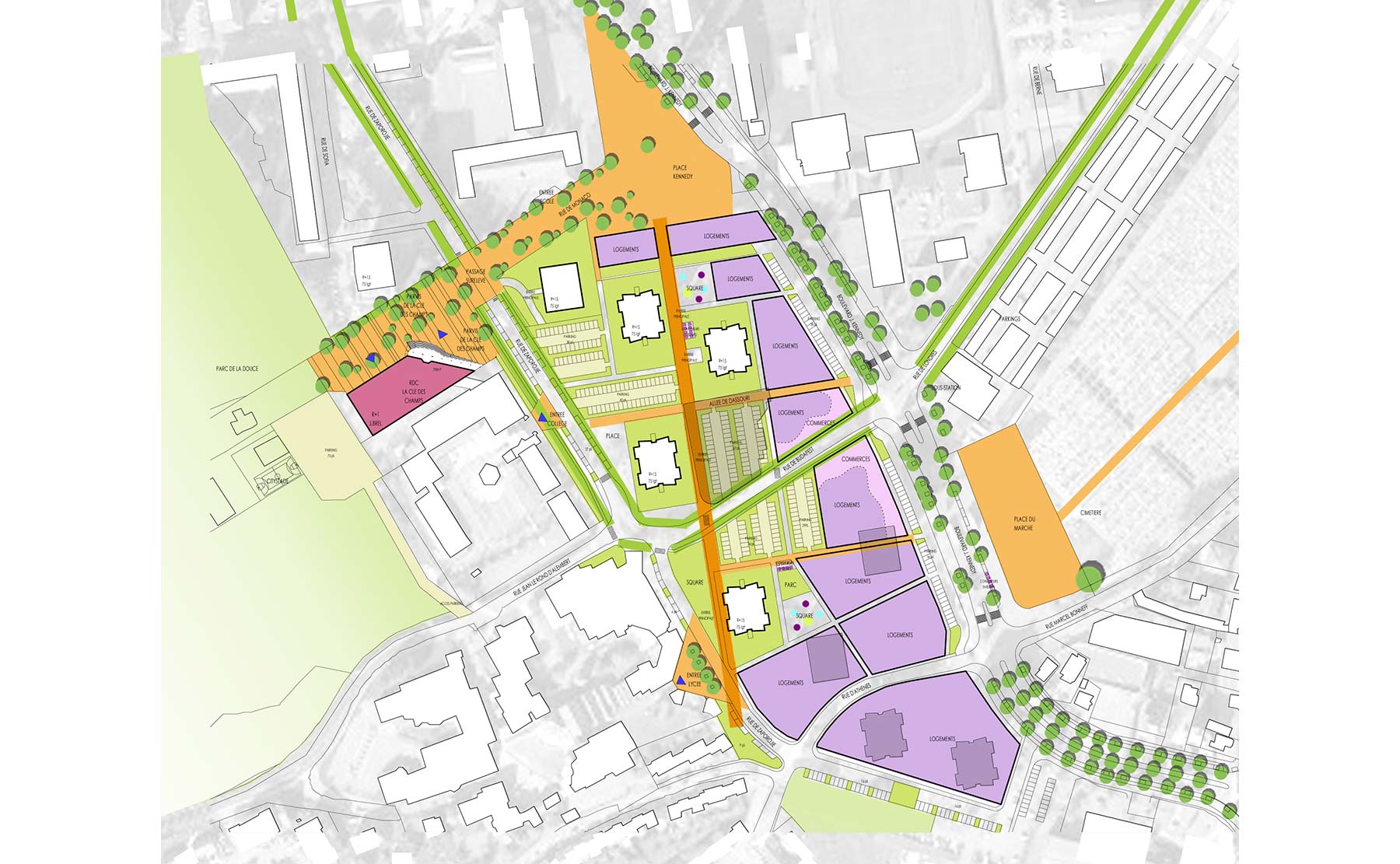 Plan directeur - 2ème hypothèse - Rénovation urbaine du Quartier des Résidences / Belfort