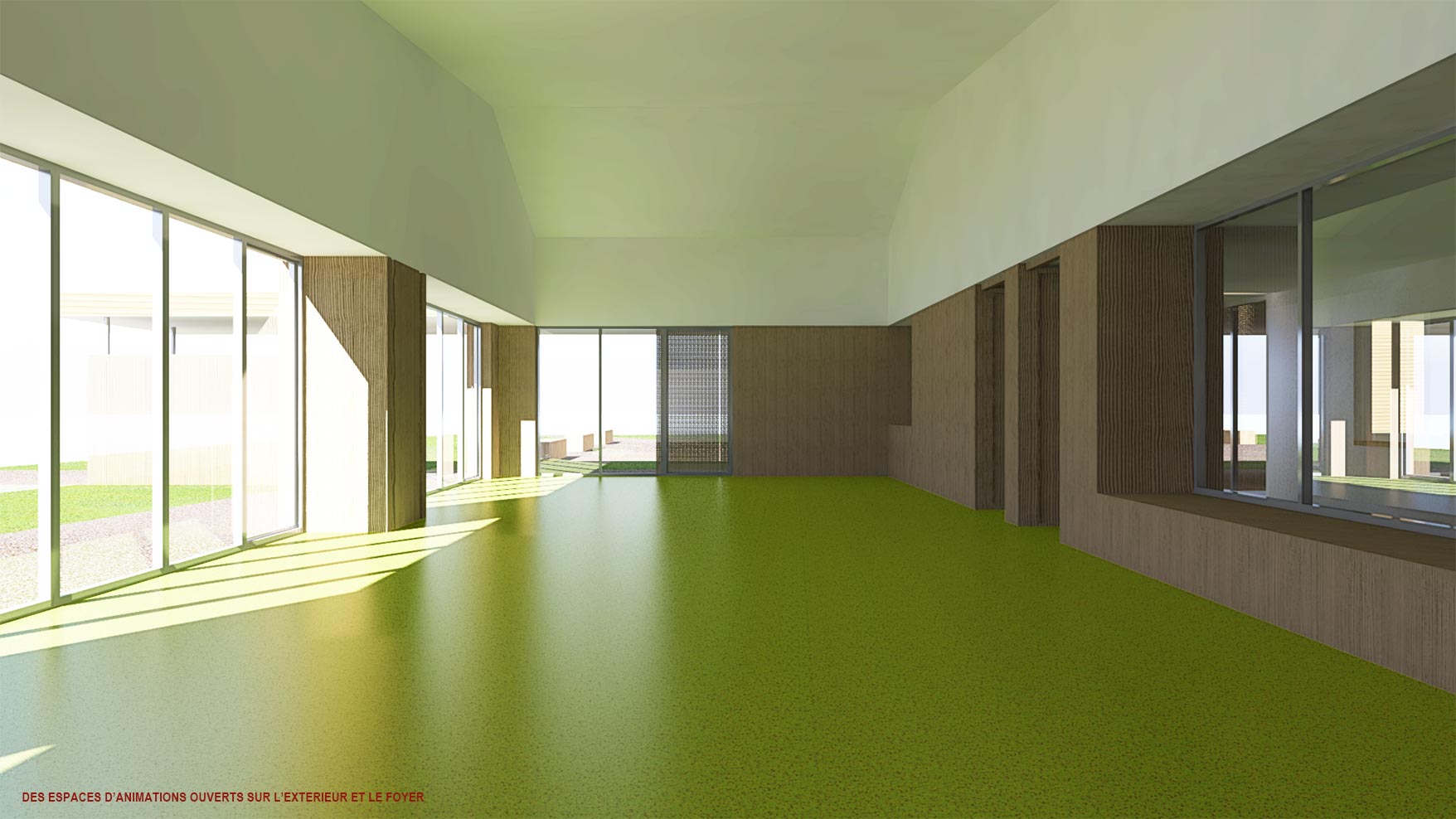 Des espaces d'animations ouverts sur l'extérieur et le foyer - Foyer d'accueil spécialisé de 44 lits / Colmar