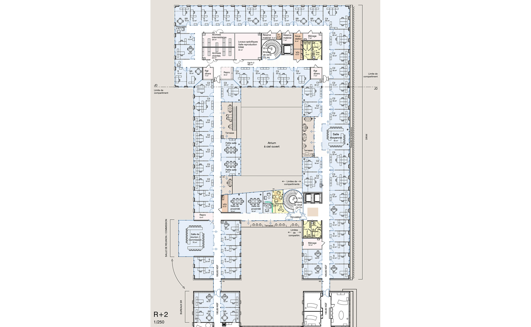R+2 - Pôle d’accueil social et de regroupement des services de la CEA / Colmar