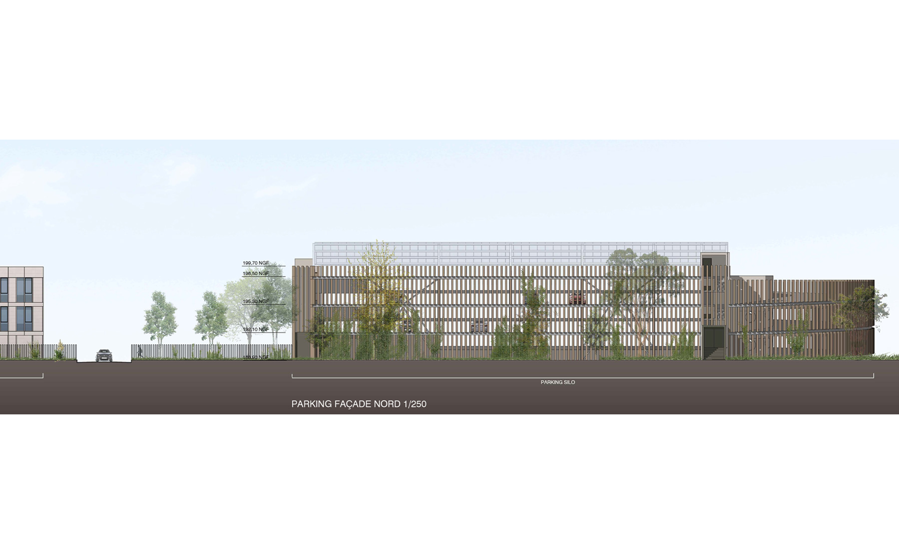Parking façade Nord - Pôle d’accueil social et de regroupement des services de la CEA / Colmar