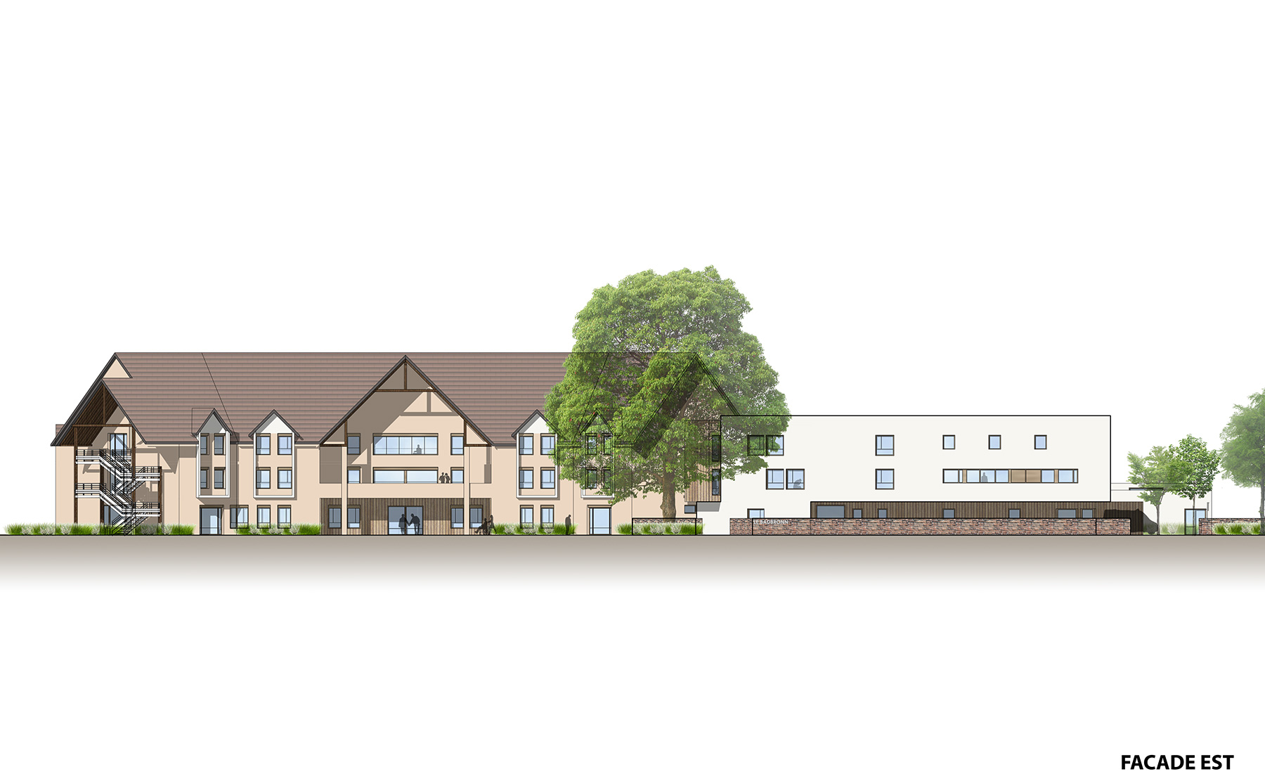 Façade Est - Restructuration et extension de l'EHPAD du Badbronn / Châtenois