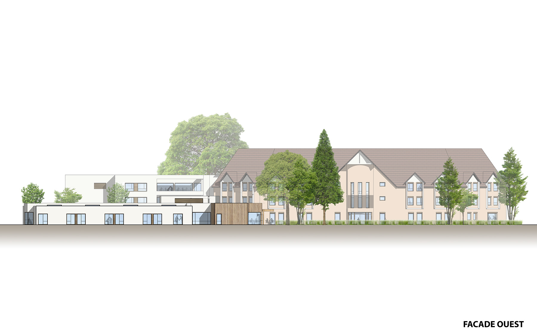 Façade Ouest - Restructuration et extension de l'EHPAD du Badbronn / Châtenois