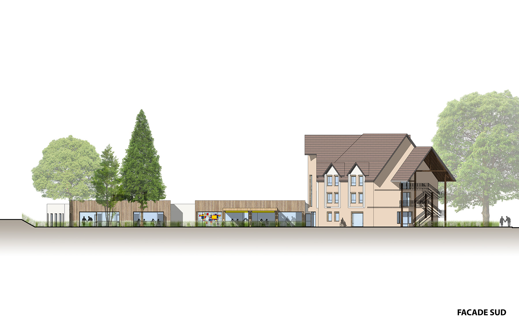 Façade Sud - Restructuration et extension de l'EHPAD du Badbronn / Châtenois