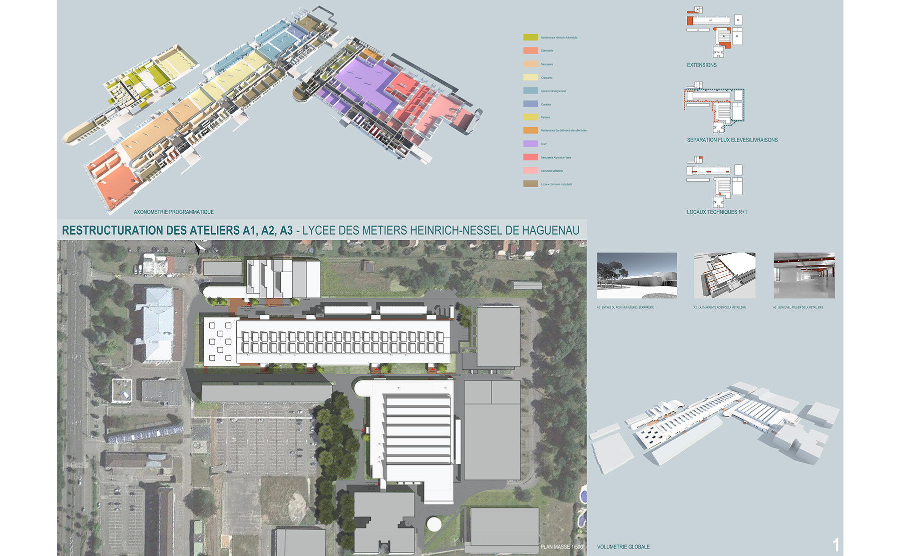 Planche 01 - Reorganisation fonctionnelle du Lycée Heinrich-Nessel / Haguenau